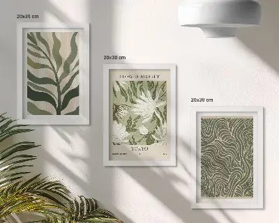 3-piece botanical wall art set featuring boho plant patterns