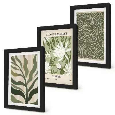 3-piece botanical wall art set featuring boho plant patterns