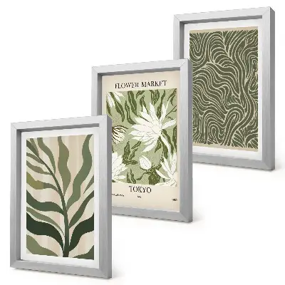 3-piece botanical wall art set featuring boho plant patterns