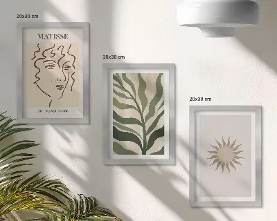 Photo frame wall Abstract plant patterns and lines in muted colors