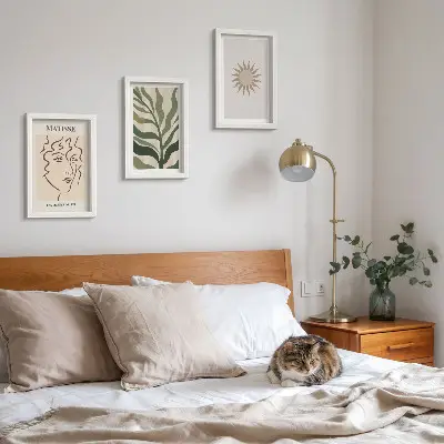 Photo frame wall Abstract plant patterns and lines in muted colors