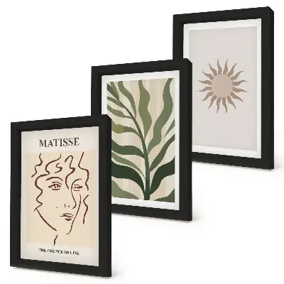 Photo frame wall Abstract plant patterns and lines in muted colors