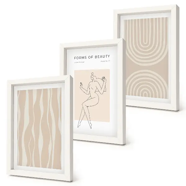 3-piece wall art set with delicate abstract boho patterns