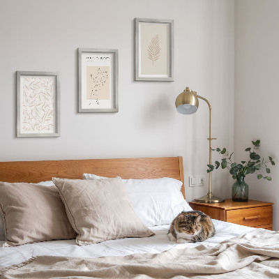 Framed triptych Minimalist botanical design motifs