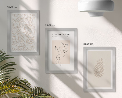 Framed triptych Minimalist botanical design motifs