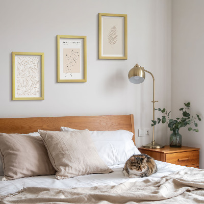 Framed triptych Minimalist botanical design motifs