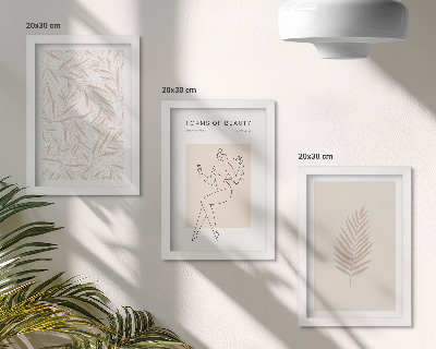 Framed triptych Minimalist botanical design motifs