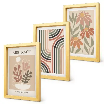 3-piece wall art set Abstract plants and patterns in pastel colors