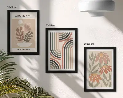 3-piece wall art set Abstract plants and patterns in pastel colors