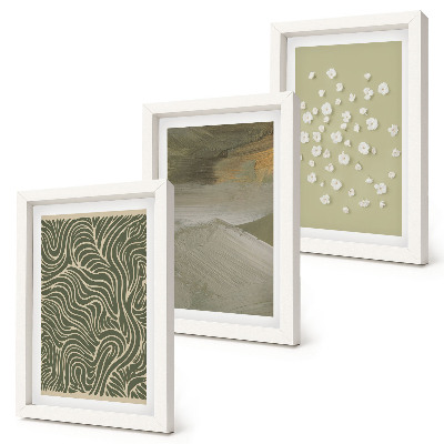 3-piece wall art set Wavy and abstract patterns with boho flowers