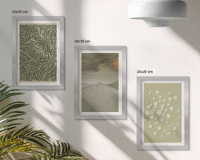3-piece wall art set Wavy and abstract patterns with boho flowers