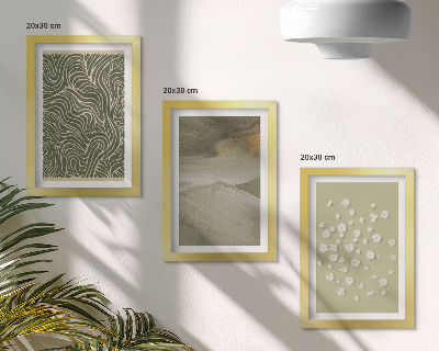 3-piece wall art set Wavy and abstract patterns with boho flowers