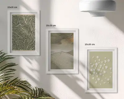 3-piece abstract wall art set featuring wavy patterns and boho flowers