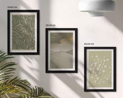 3-piece wall art set Wavy and abstract patterns with boho flowers