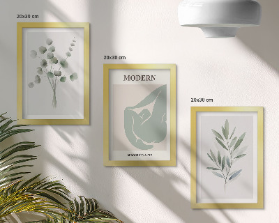 Photo frame wall Plant motifs in delicate shades of green