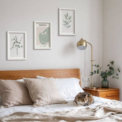 Photo frame wall Plant motifs in delicate shades of green