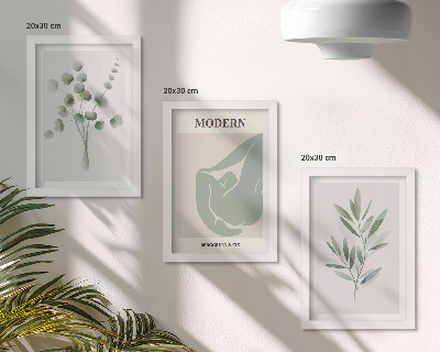 Photo frame wall Plant motifs in delicate shades of green