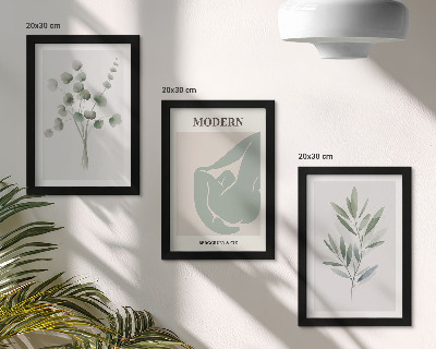 Photo frame wall Plant motifs in delicate shades of green