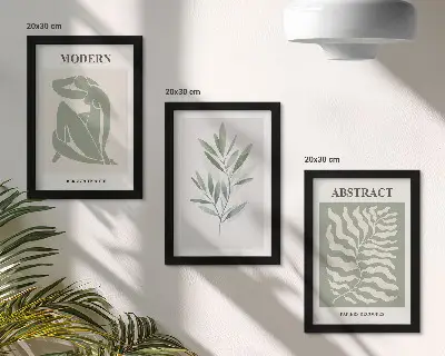 Matisse watercolor boho plant triptych framed art set