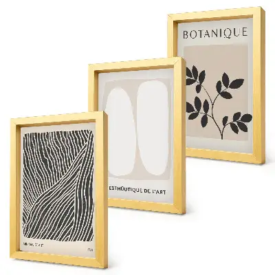 3-piece wall art set Floral patterns and minimalist lines in neutral colors