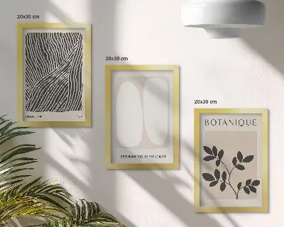 3-piece wall art set Floral patterns and minimalist lines in neutral colors