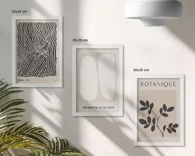 3-piece wall art set Floral patterns and minimalist lines in neutral colors