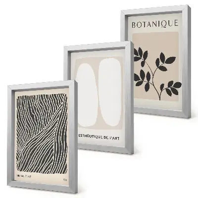 3-piece wall art set Floral patterns and minimalist lines in neutral colors