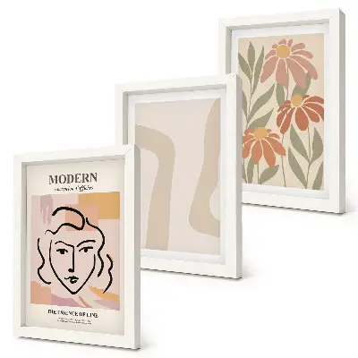 Modern abstract woman portrait triptych framed wall art set