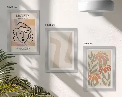Framed triptych Woman in a modern style with abstract patterns