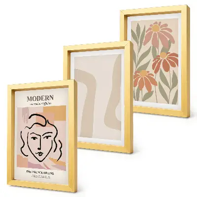 Modern abstract woman portrait triptych framed wall art set