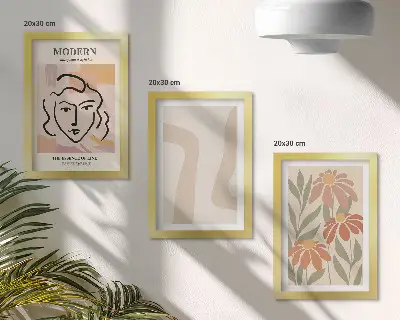 Modern abstract woman portrait triptych framed wall art set