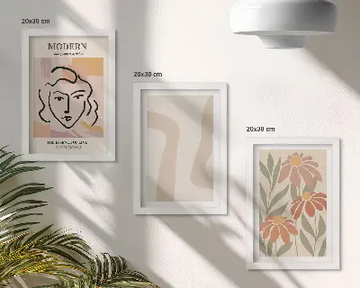 Modern abstract woman portrait triptych framed wall art set