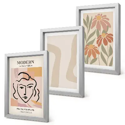 Modern abstract woman portrait triptych framed wall art set