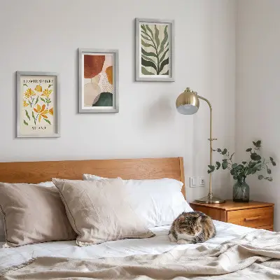 3-piece abstract floral wall art set with organic leaf motifs