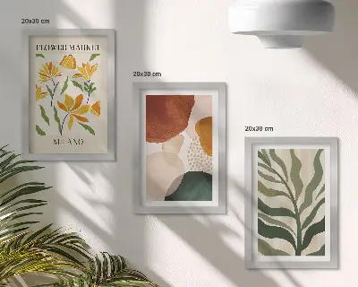 3-piece abstract floral wall art set with organic leaf motifs