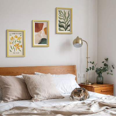 3-piece wall art set Floral motifs with abstract shapes and leaves