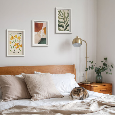 3-piece wall art set Floral motifs with abstract shapes and leaves