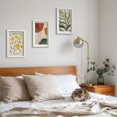 3-piece abstract floral wall art set with organic leaf motifs
