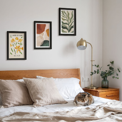 3-piece wall art set Floral motifs with abstract shapes and leaves