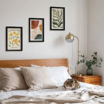 3-piece abstract floral wall art set with organic leaf motifs