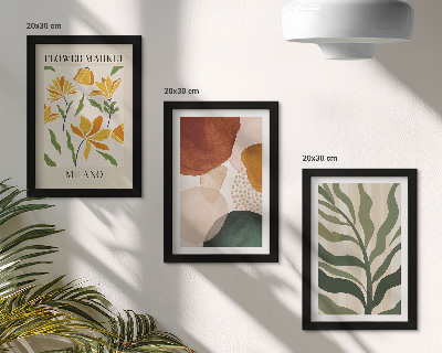 3-piece wall art set Floral motifs with abstract shapes and leaves