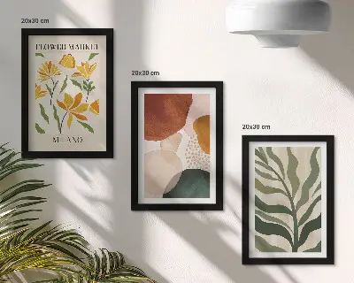 3-piece abstract floral wall art set with organic leaf motifs