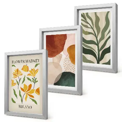 3-piece abstract floral wall art set with organic leaf motifs