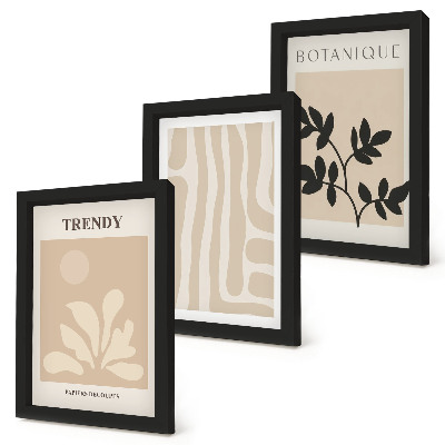 Photo frame wall Stylish plant patterns in shades of beige and black