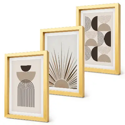 Framed triptych Abstract shapes in shades of beige and brown