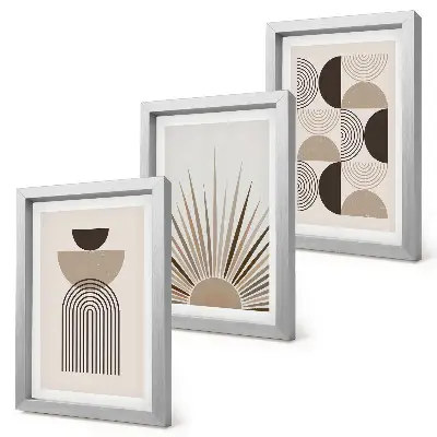 Framed triptych Abstract shapes in shades of beige and brown
