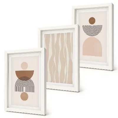 3-piece wall art set Abstract shapes in shades of brown and beige