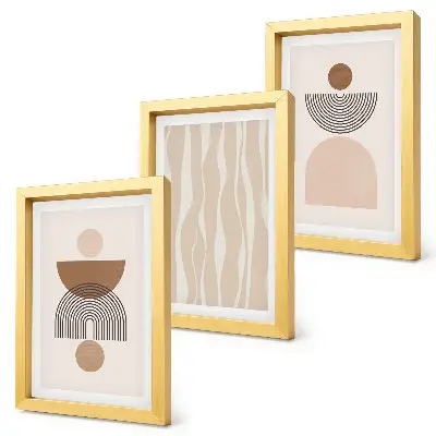 3-piece wall art set Abstract shapes in shades of brown and beige