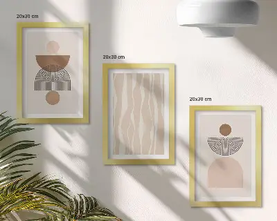 3-piece wall art set Abstract shapes in shades of brown and beige