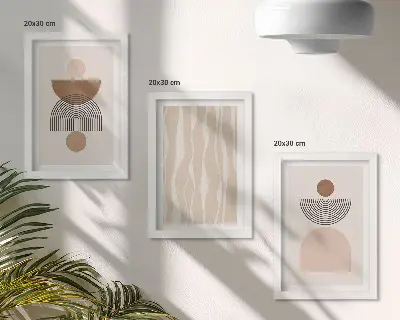3-piece wall art set Abstract shapes in shades of brown and beige